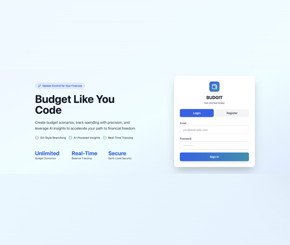 Budgit landing page hero
