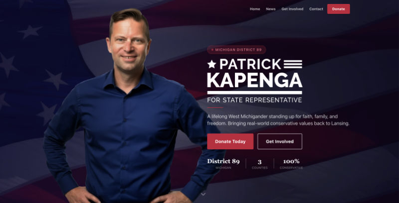 Kapenga for Michigan hero section